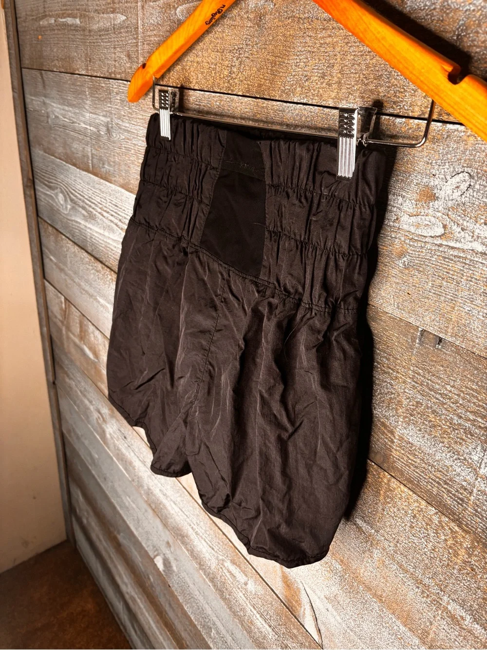 Free People Movement the way home Black High-Waist Smocked workout Shorts